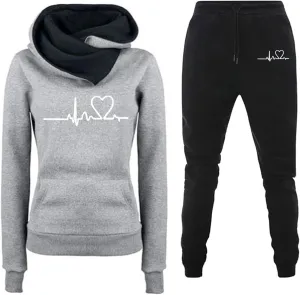 Lastesso Lounge Sets for Women 2 Piece Pants Fashion Heart Print Sweatshirts Relaxed Pants Soft Matching Workout Sweat Sets