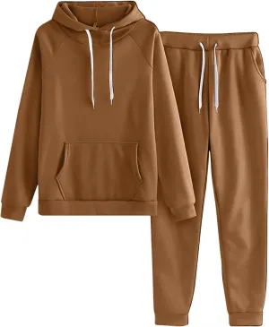 Lastesso Matching Lounge Set Relaxed Long Sleeve Sweatshirts 2 Piece Set Baggy Long Sweatpants Solid Loose Fit Sweatsuits