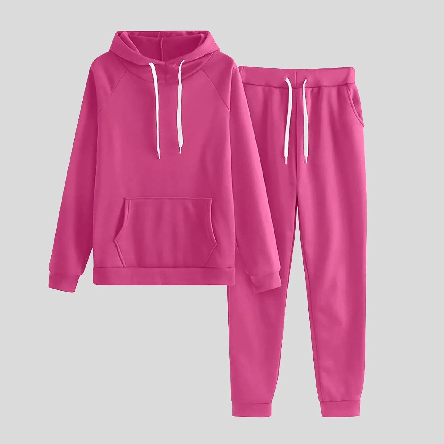 Lastesso Matching Lounge Set Relaxed Long Sleeve Sweatshirts 2 Piece Set Baggy Long Sweatpants Solid Loose Fit Sweatsuits