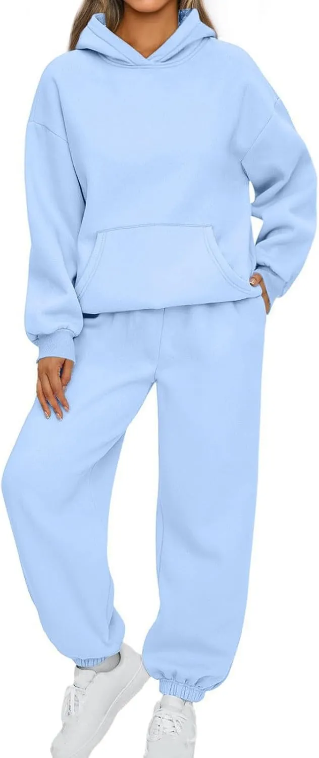Lastesso Matching Sets Women Clothing Soft Fall Athletic Lounge Sweatsuits Sweatshirt Sweatpants 2 Piece Sets Tracksuits