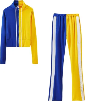 Lastesso Sweatsuits for Women Set 2 Piece Fashion Color Block Clthing Casual Size Lightweight Tracksuit Soft Sweatsuits Set