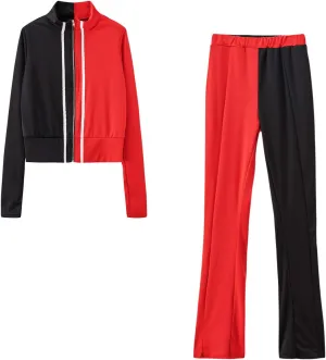 Lastesso Sweatsuits for Women Set 2 Piece Fashion Color Block Clthing Casual Size Lightweight Tracksuit Soft Sweatsuits Set