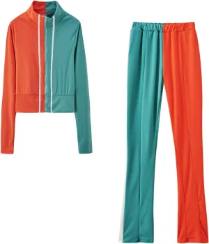 Lastesso Sweatsuits for Women Set 2 Piece Fashion Color Block Clthing Casual Size Lightweight Tracksuit Soft Sweatsuits Set