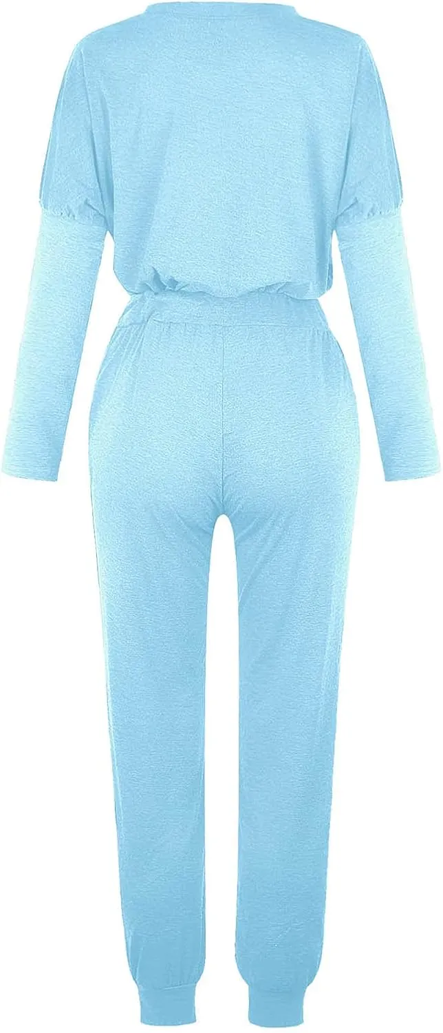 Lastesso Womens 2 Piece Sweatsuits Set Lightweight Loungewear Crewneck Loose Pullover Cozy Active Jogger Pants Soft Tracksuit