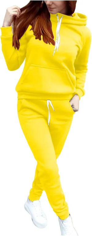 Lastesso Womens Loungewear Sets 2 Piece Plus Size Solid Color Drawstring Workout Sets Lightweight Sproty Tracksuit Outfits