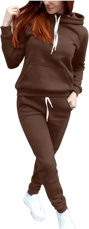 Lastesso Womens Loungewear Sets 2 Piece Plus Size Solid Color Drawstring Workout Sets Lightweight Sproty Tracksuit Outfits