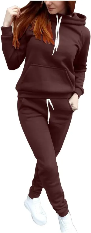 Lastesso Womens Loungewear Sets 2 Piece Plus Size Solid Color Drawstring Workout Sets Lightweight Sproty Tracksuit Outfits