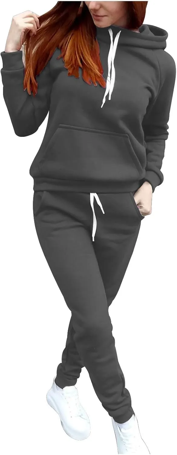 Lastesso Womens Loungewear Sets 2 Piece Plus Size Solid Color Drawstring Workout Sets Lightweight Sproty Tracksuit Outfits