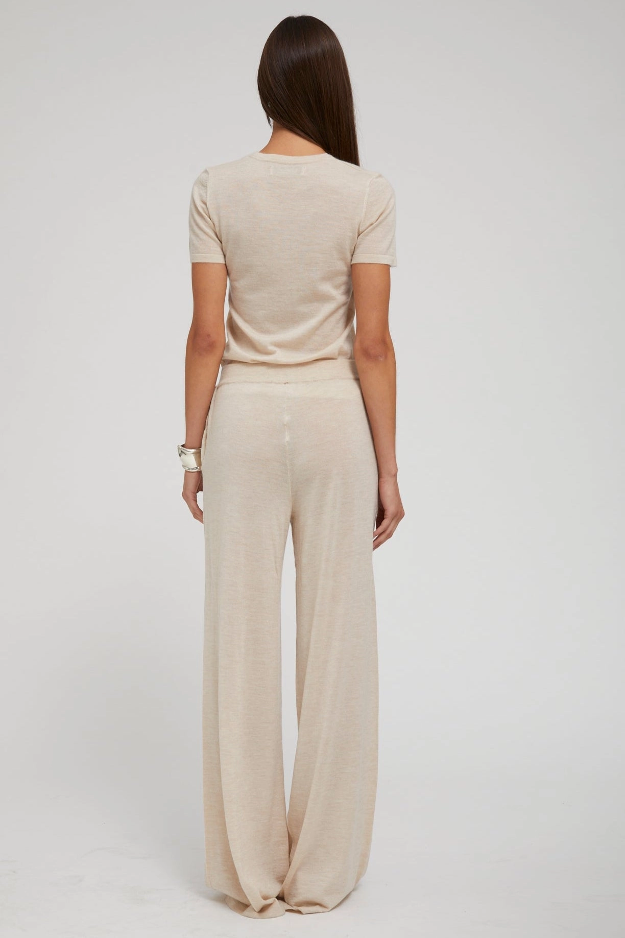 UV protection coating Latte Ultra Fine Cashmere Wide Leg Pants