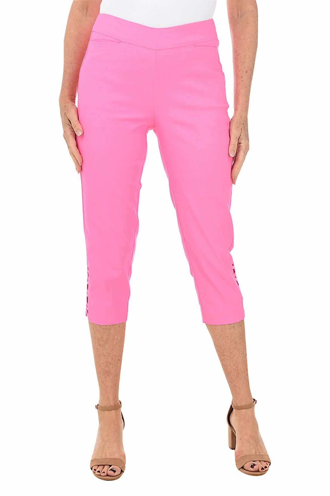 Tight Waist Perfect Comfort Fit Lattice Crop Pant