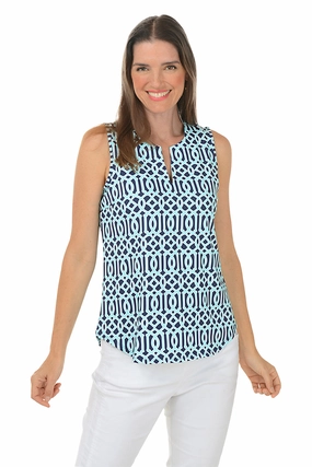 Lattice UPF50  Split Neck Sleeveless Top Durable Reinforced Elbows Formal Tank