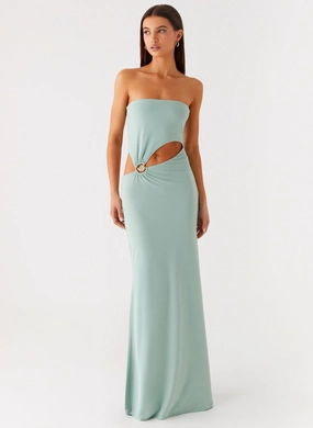 Flowy Cut Urban Style Laurella Maxi Dress - Sage