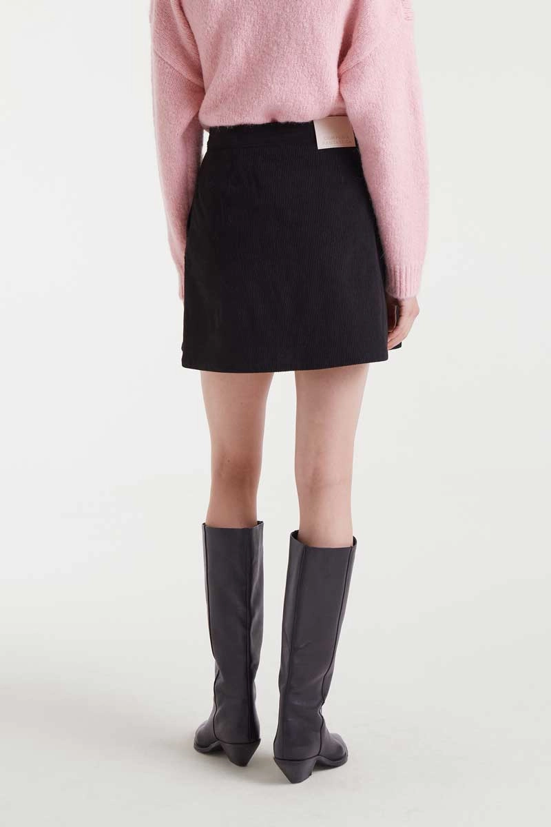 Corduroy Mini Skirt in Black Day To Night