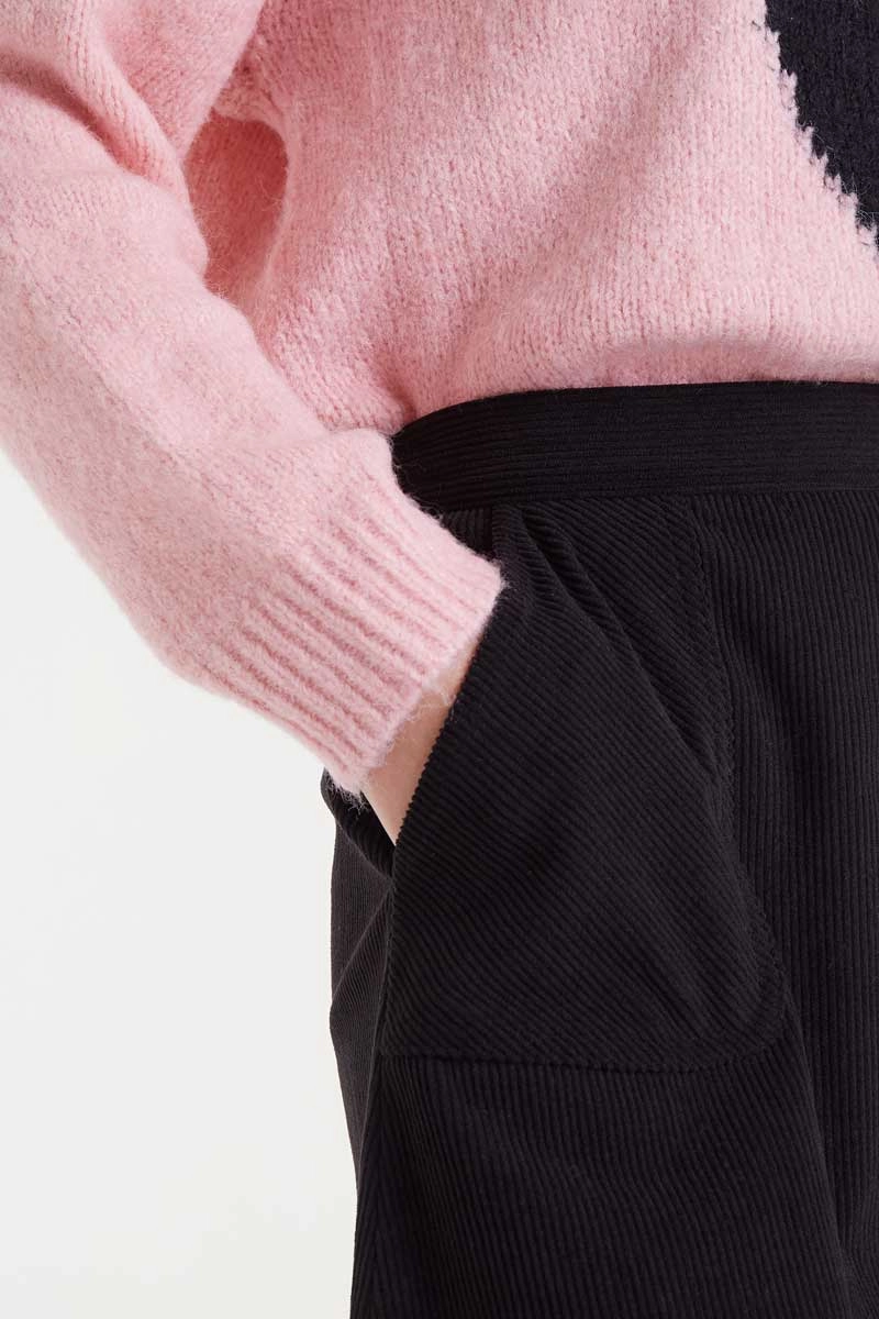 Corduroy Mini Skirt in Black Fashion Energy Odor control