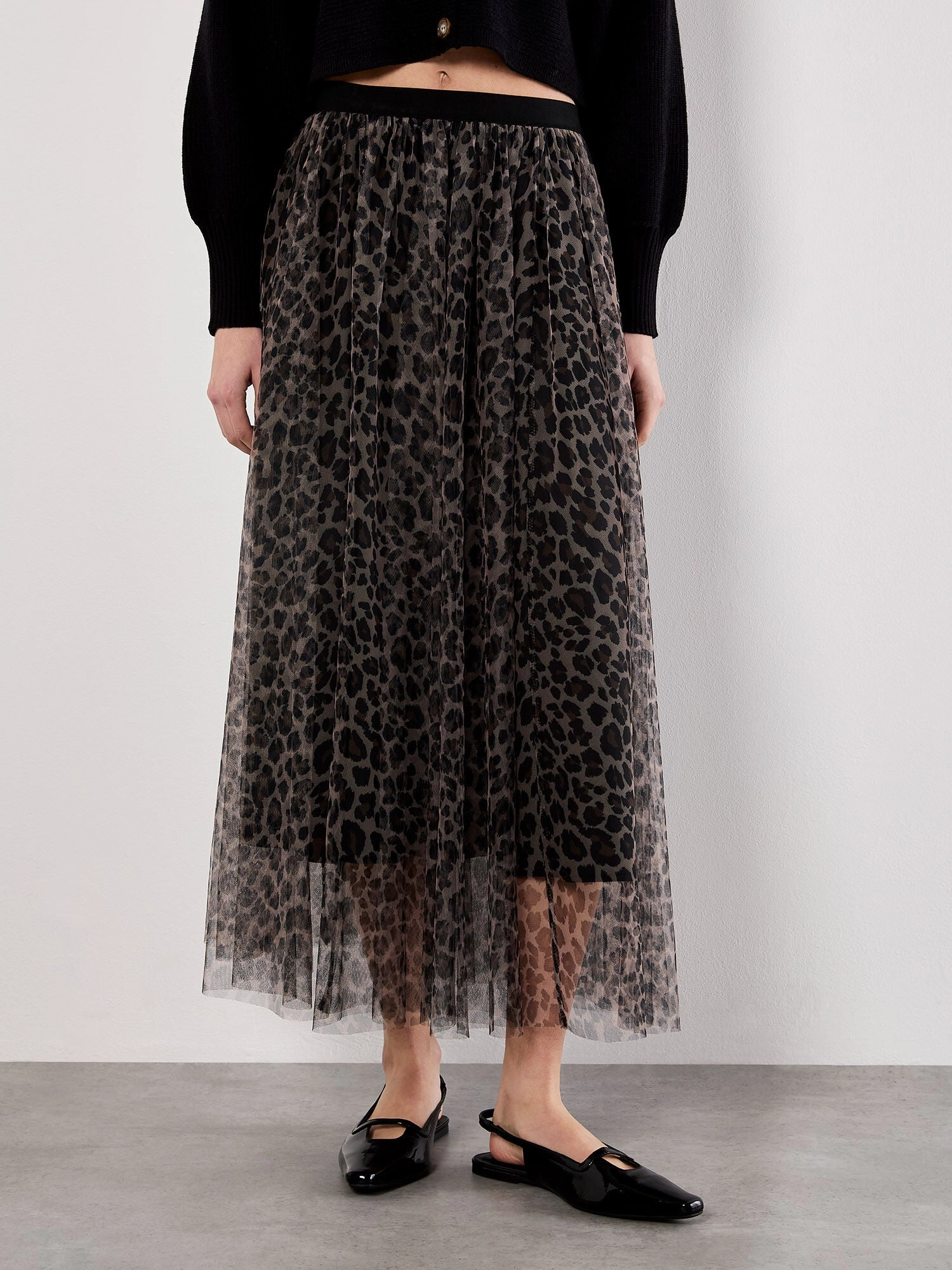 City Ready Layered Tulle Skirt in Leopard