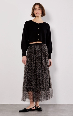 Layered Tulle Skirt in Leopard slim fit