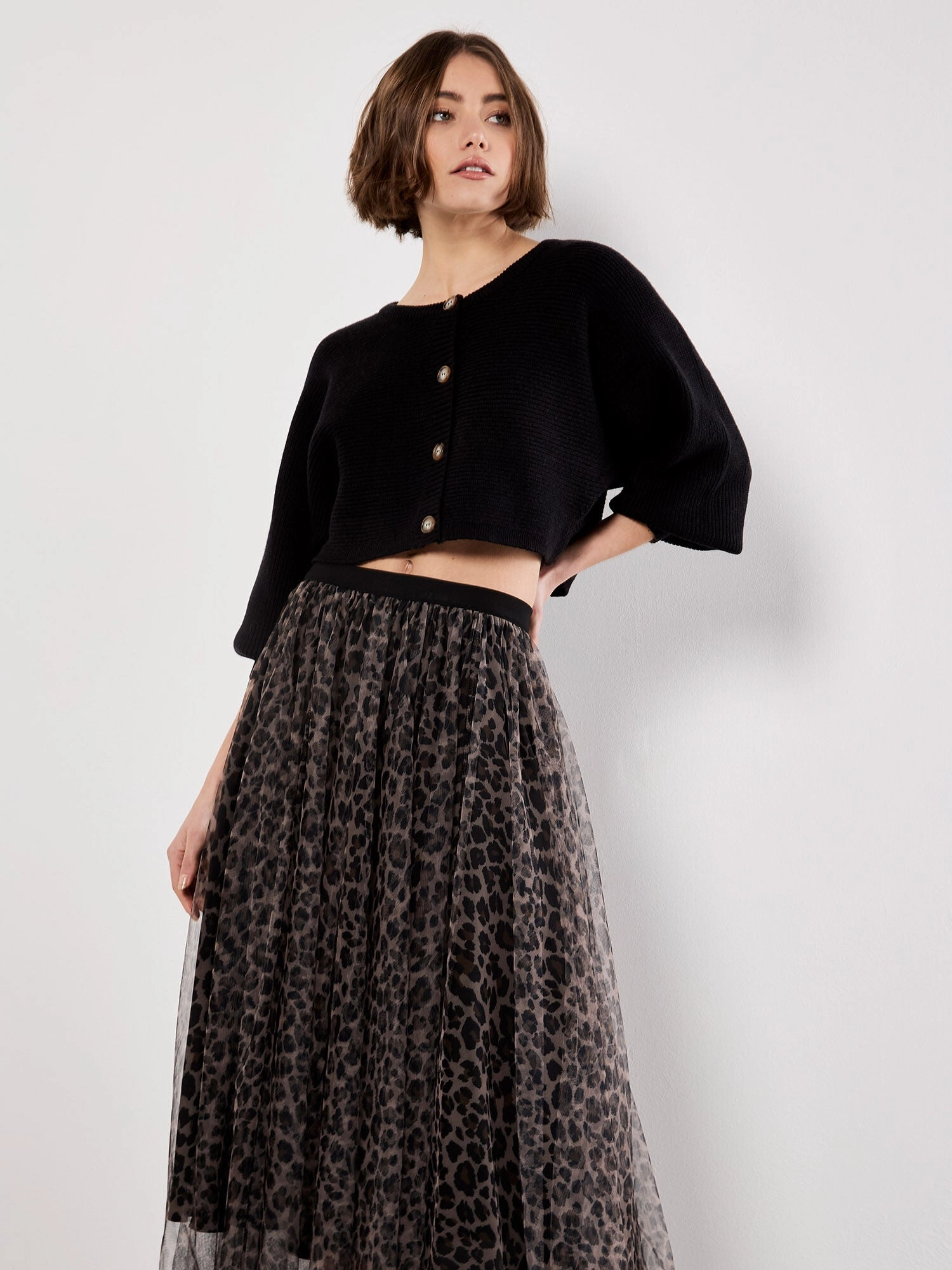Layered Tulle Skirt in Leopard All Season