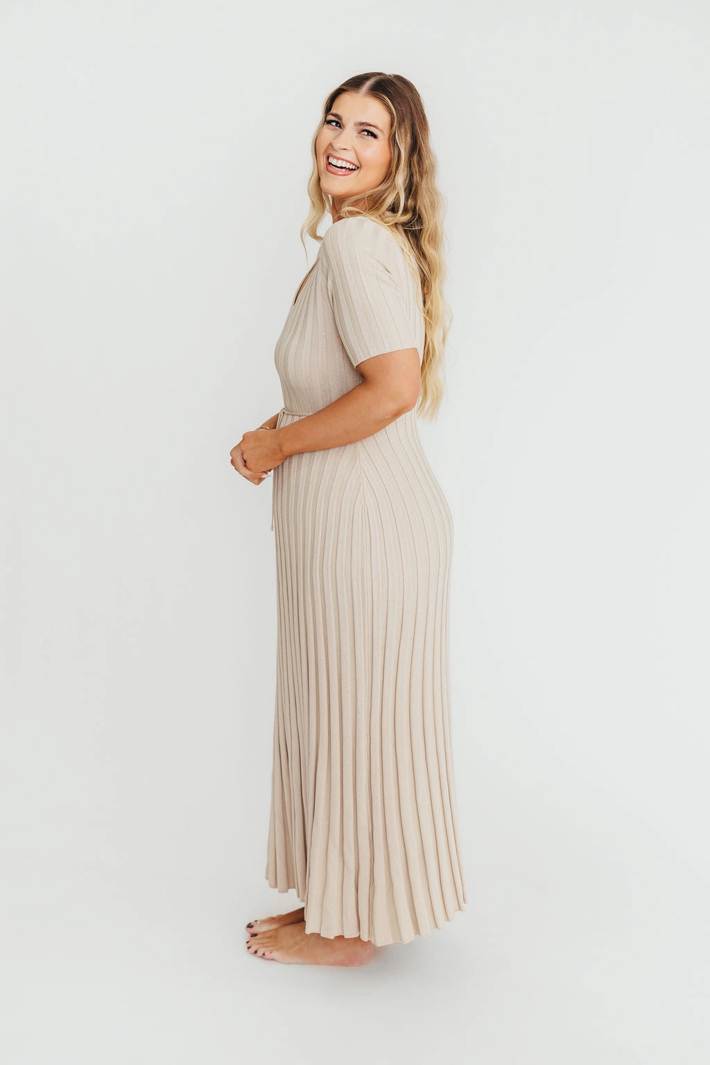 Soft Fashion Oakley Ribbed Maxi Dress in Dusty Taupe - Bump Friendly *Final-Sale*