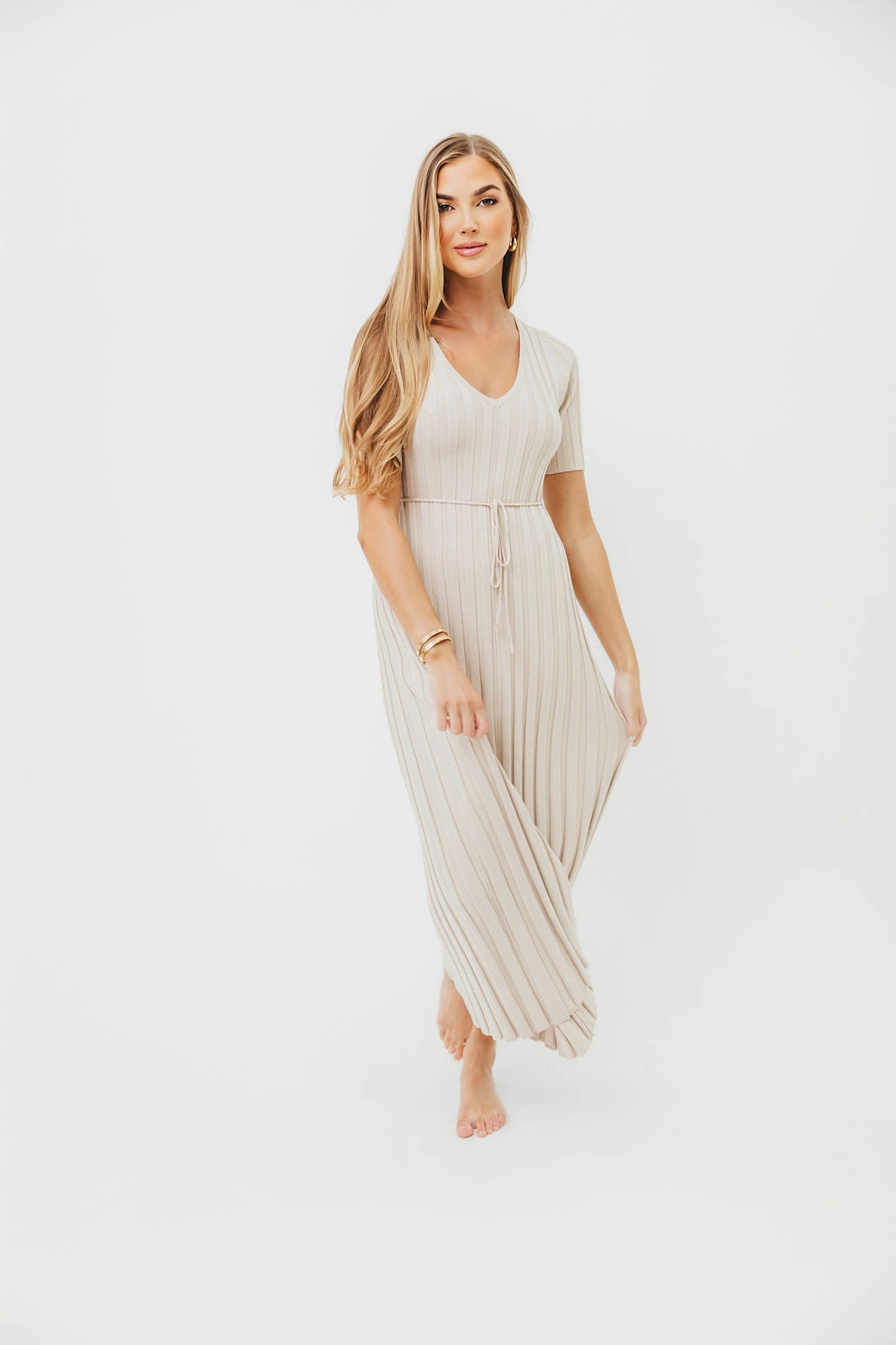 Oakley Ribbed Maxi Dress in Dusty Taupe - Bump Friendly *Final-Sale* Polished Tailoring