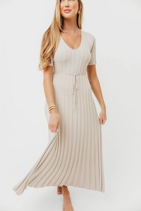 Texture Soft Skin Hug Oakley Ribbed Maxi Dress in Dusty Taupe - Bump Friendly *Final-Sale*