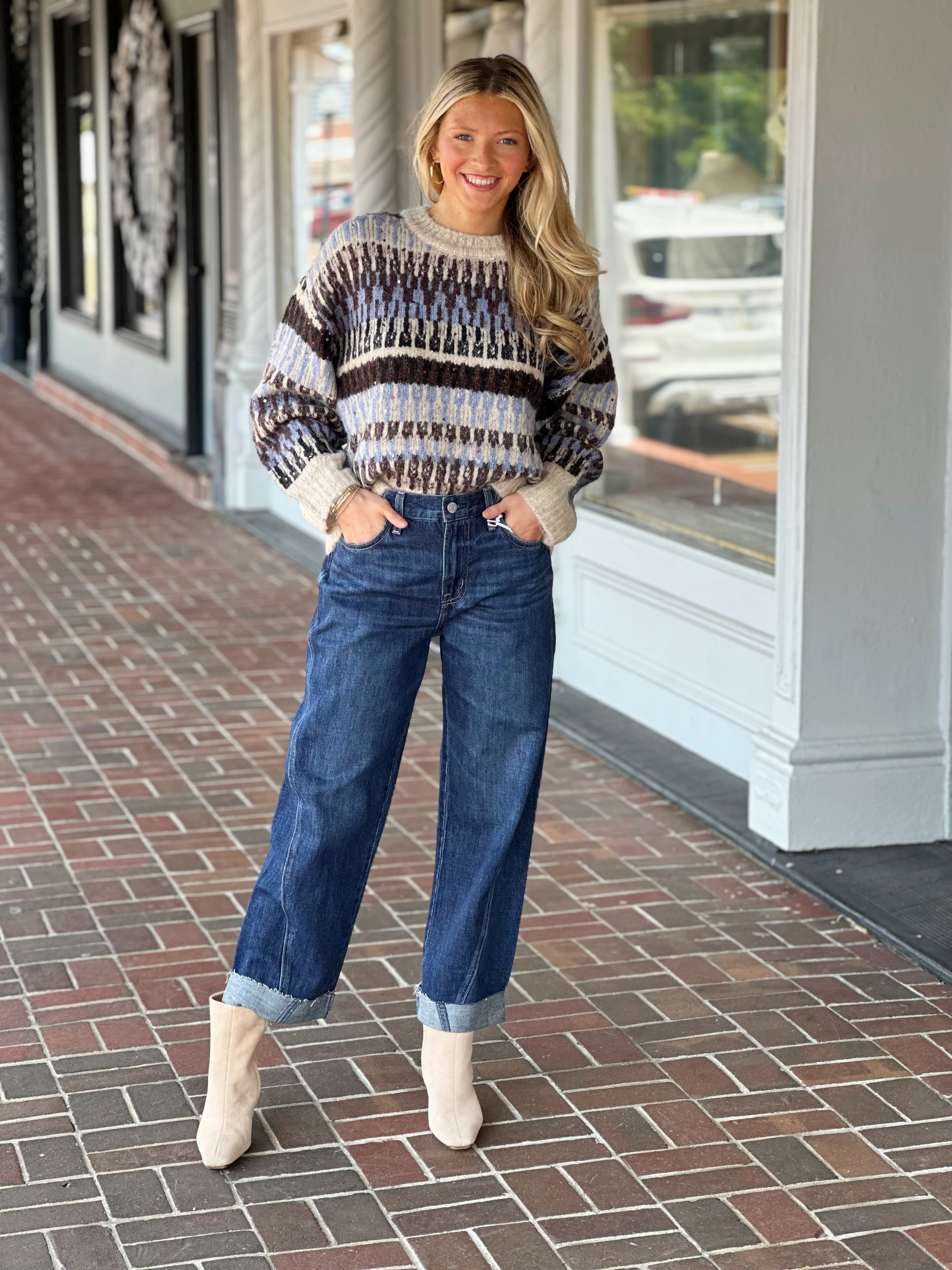 French Dressing Jacquard Apres Ski Sweater Cozy Sweatshirt