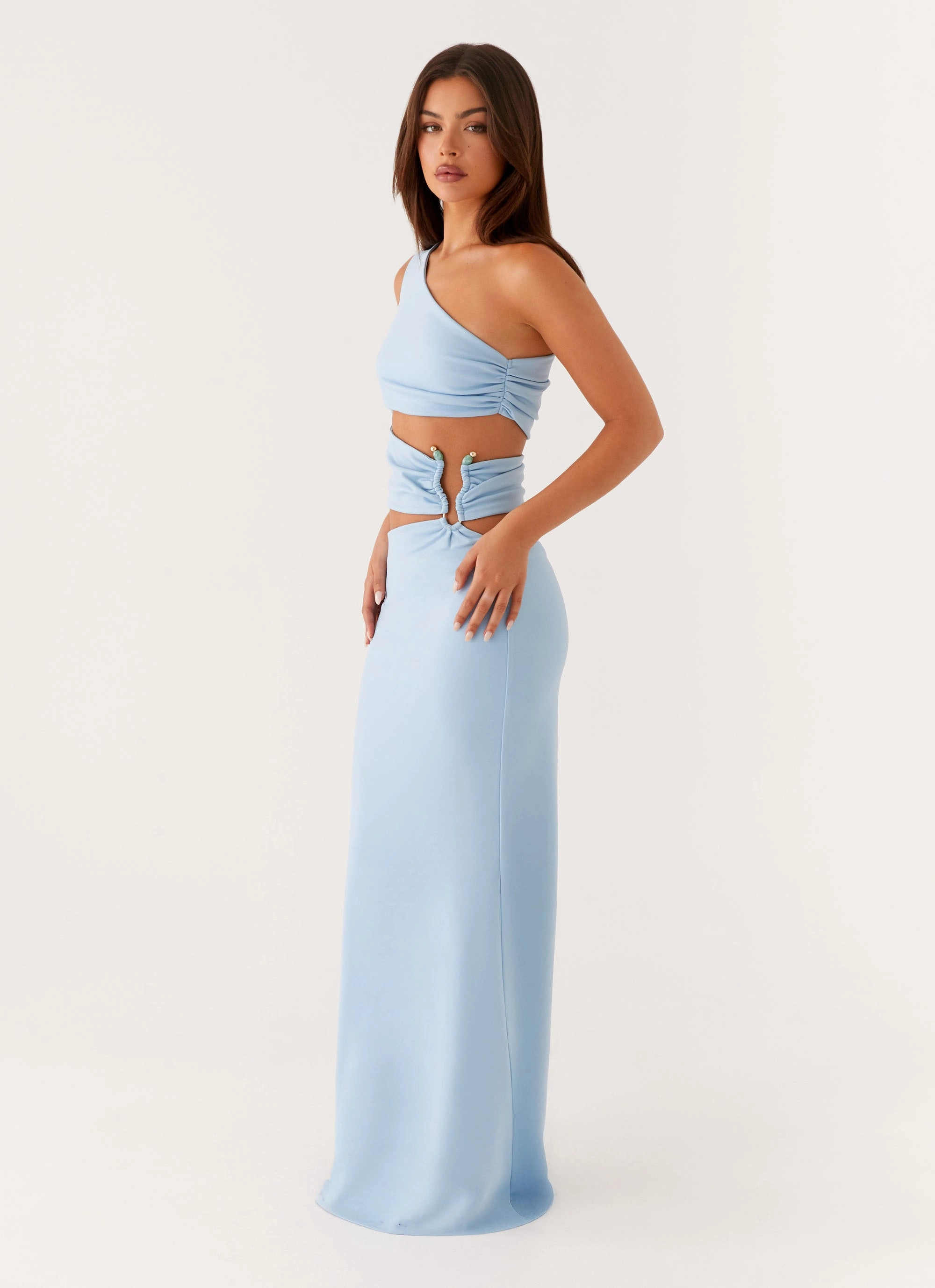 Laylani Cut Out Maxi Dress - Blue Travel Light