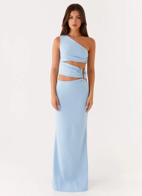 Laylani Cut Out Maxi Dress - Blue Sleeveless
