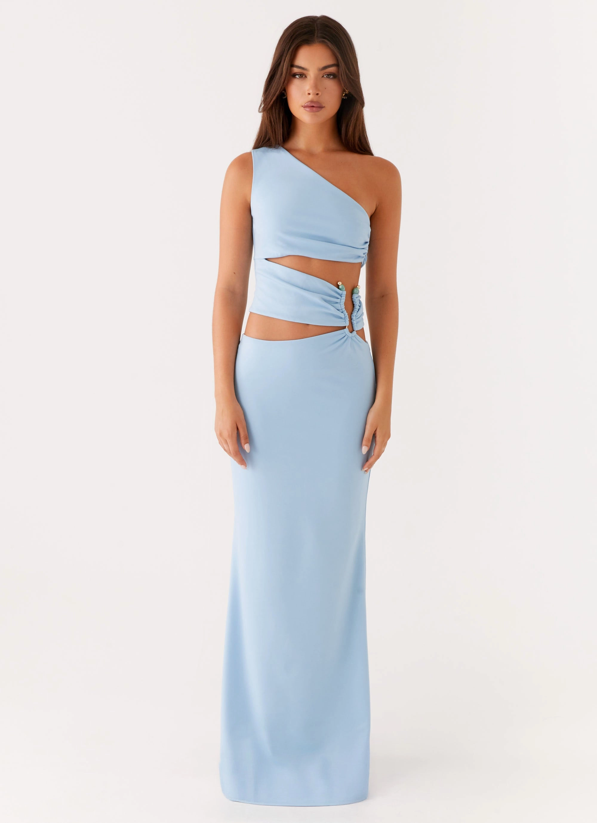 Laylani Cut Out Maxi Dress - Blue Sleeveless