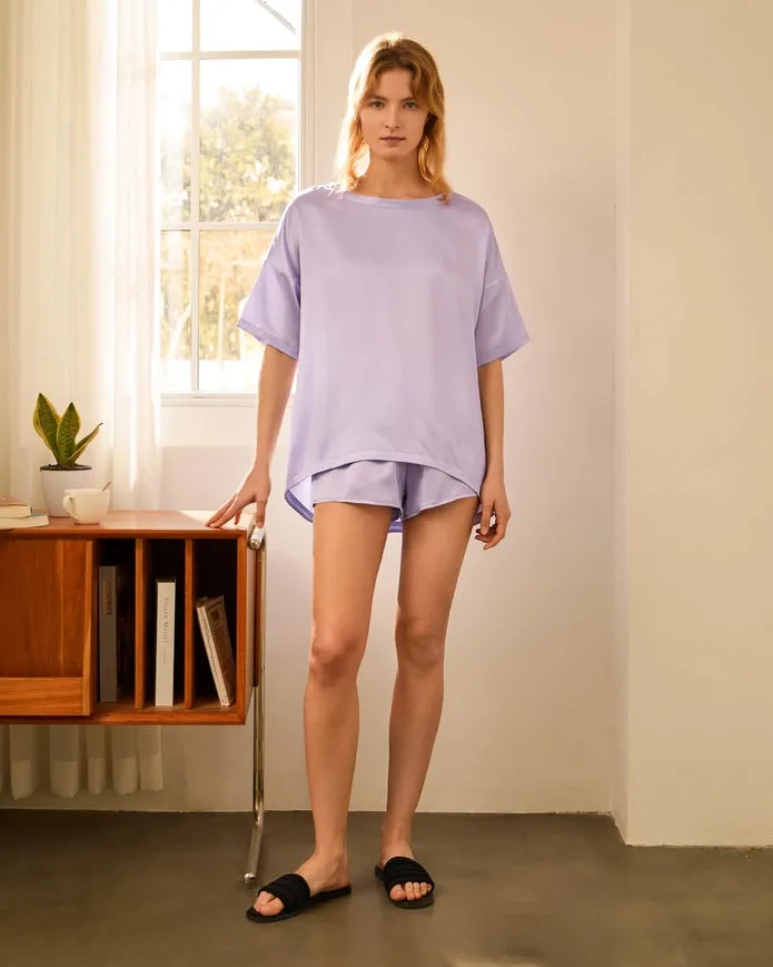 Lazy Silk Short Pajamas Lilac