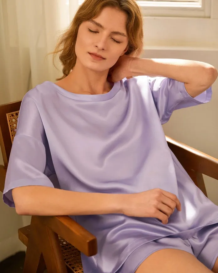 Lazy Silk Short Pajamas Lilac