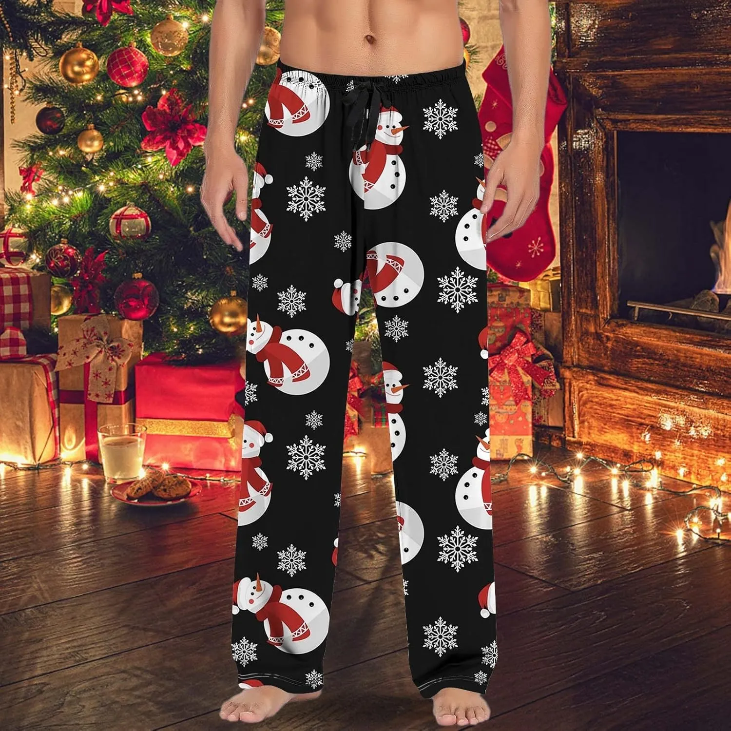 LCMTWX Mens Pj Pants Pajama Pants with Drawstring and Pockets Matching Christmas Pajamas Sweatpants Men Mens Flannel Pajama