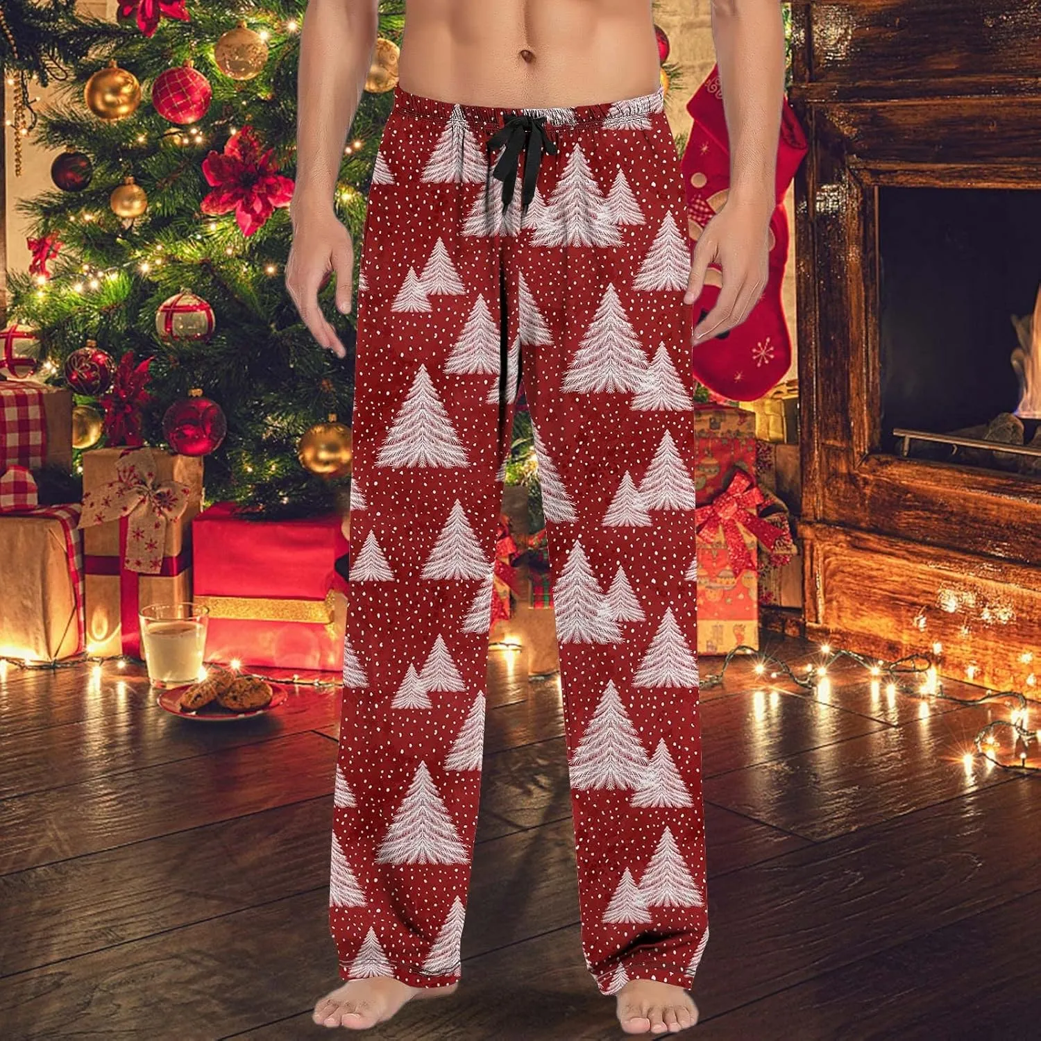 LCMTWX Mens Pj Pants Pajama Pants with Drawstring and Pockets Matching Christmas Pajamas Sweatpants Men Mens Flannel Pajama