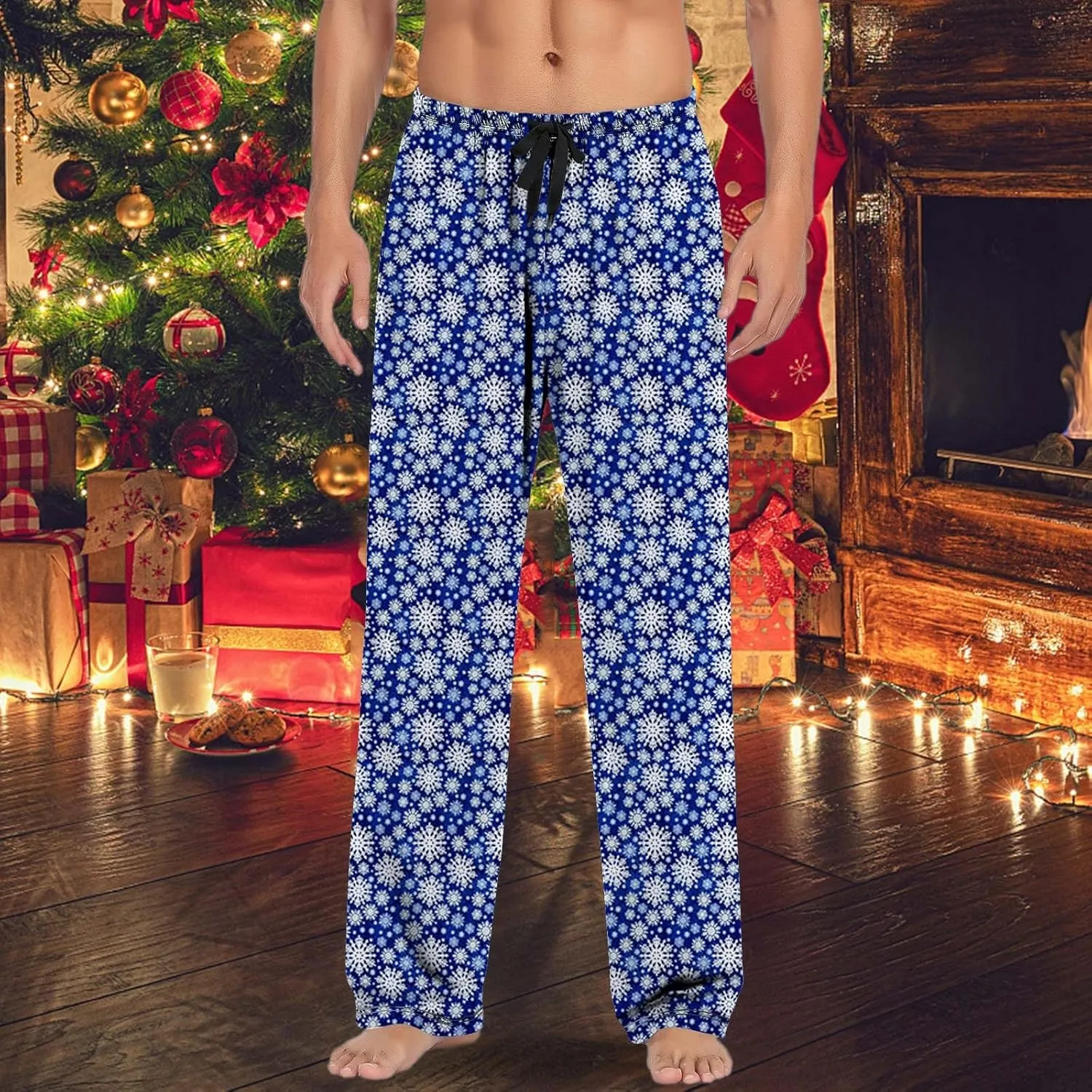 LCMTWX Mens Sleep Pants Casual Pants Pajama Pants with Drawstring and Pockets Unisex Sleepwear Bottom Men's Athletic Pants