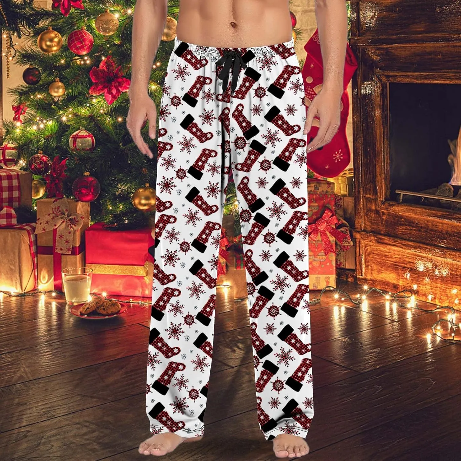 LCMTWX Mens Sleep Pants Casual Pants Pajama Pants with Drawstring and Pockets Unisex Sleepwear Bottom Men's Athletic Pants