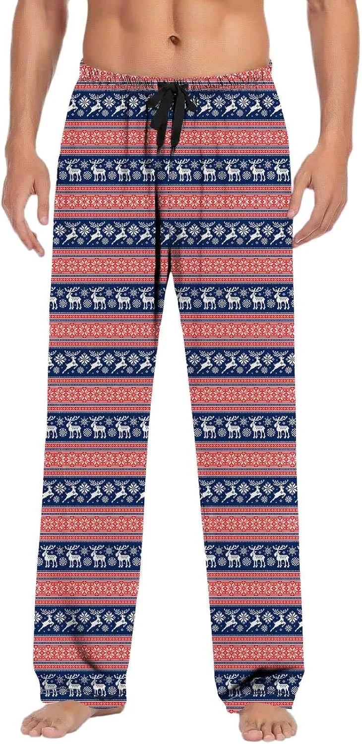 LCMTWX Mens Sleep Pants Casual Pants Pajama Pants with Drawstring and Pockets Unisex Sleepwear Bottom Men's Athletic Pants