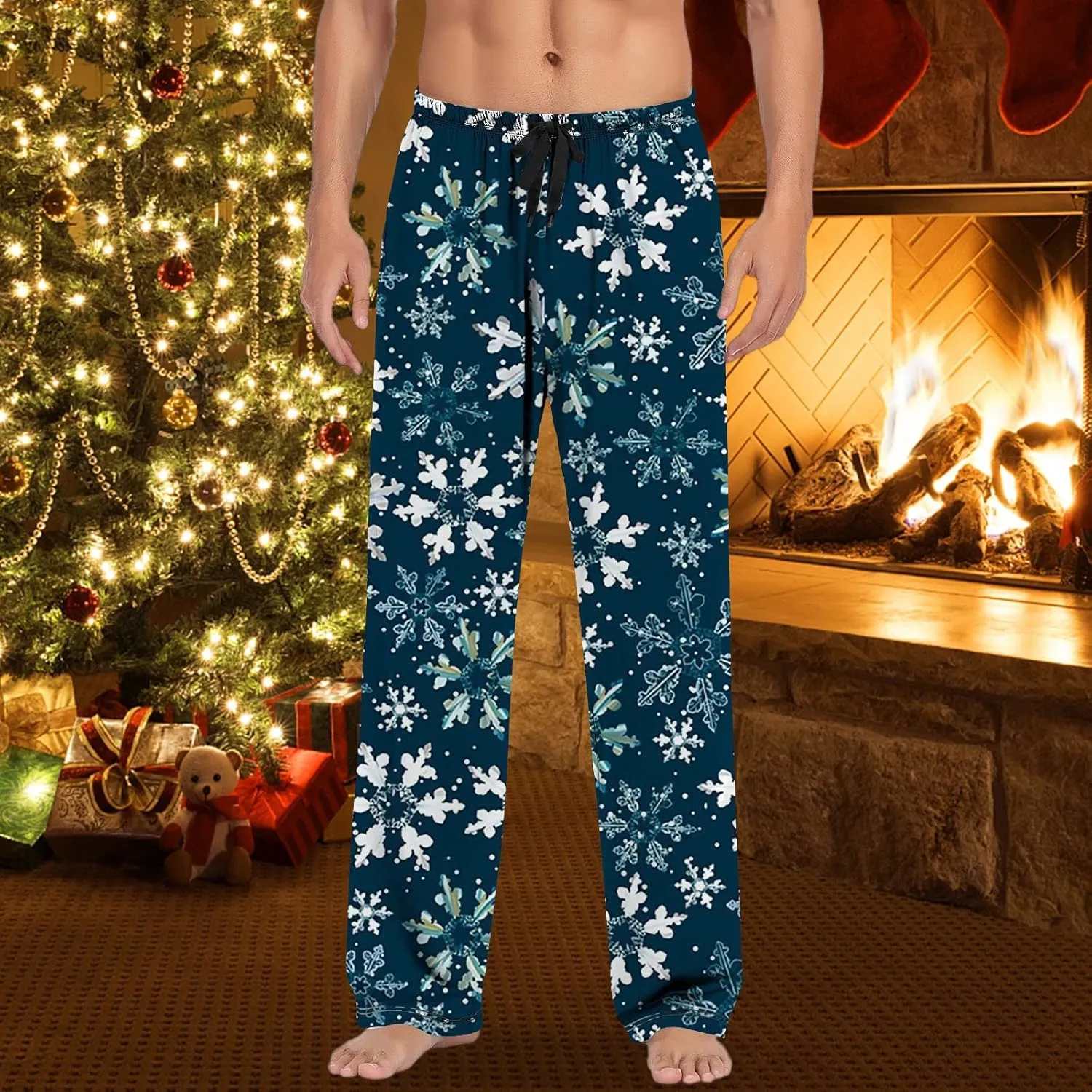 LCMTWX Pants for Men Pajama Pants with Drawstring and Pockets Men's Pajama Bottoms Men Pj Pants Flannel Pajama Halloween