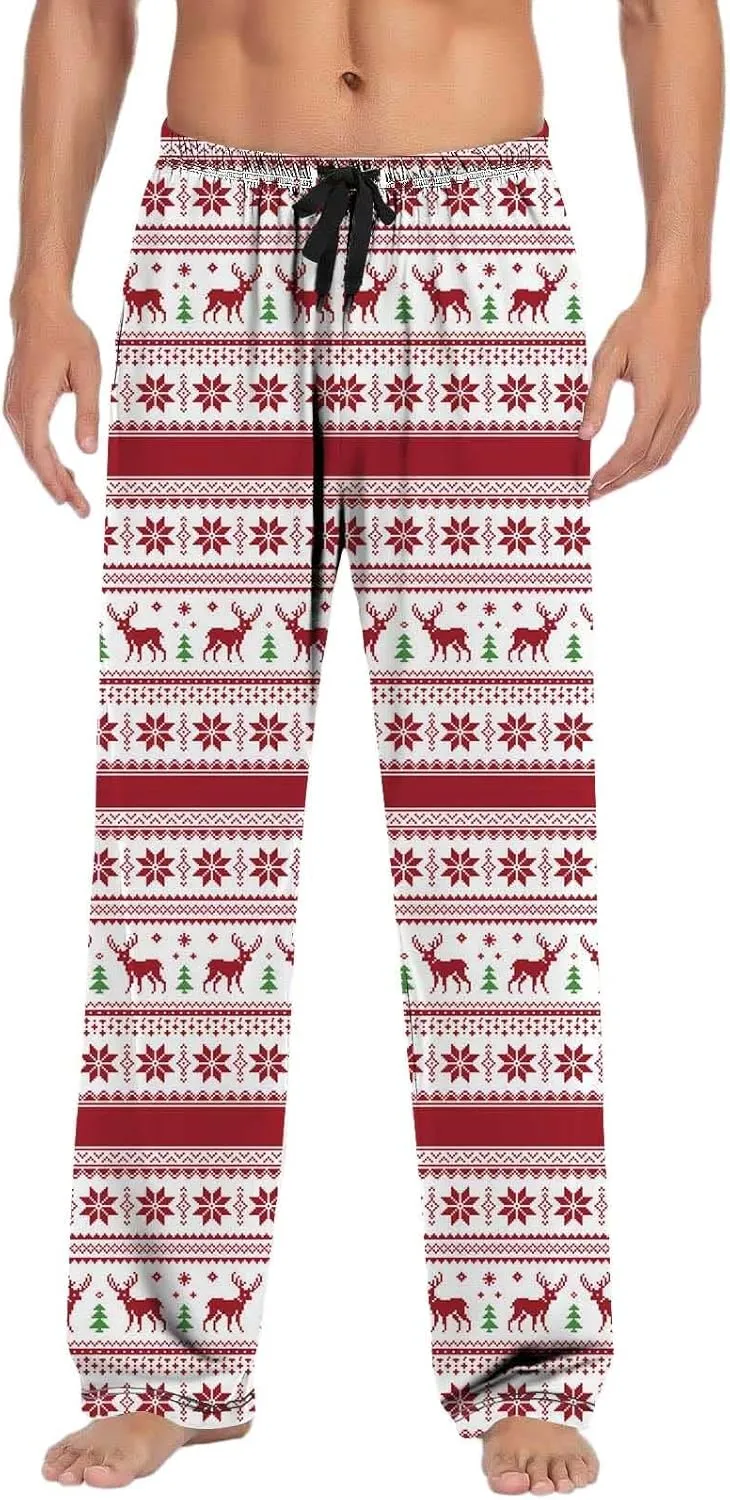 LCMTWX Pj Pants Casual Pants Pajama Pants with Drawstring and Pockets Men's Pants Christmas Pj Pants Mens Christmas Pajama