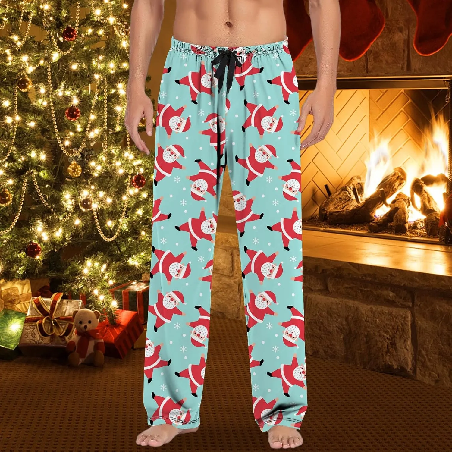 LCMTWX Pj Pants Casual Pants Pajama Pants with Drawstring and Pockets Men's Pants Christmas Pj Pants Mens Christmas Pajama
