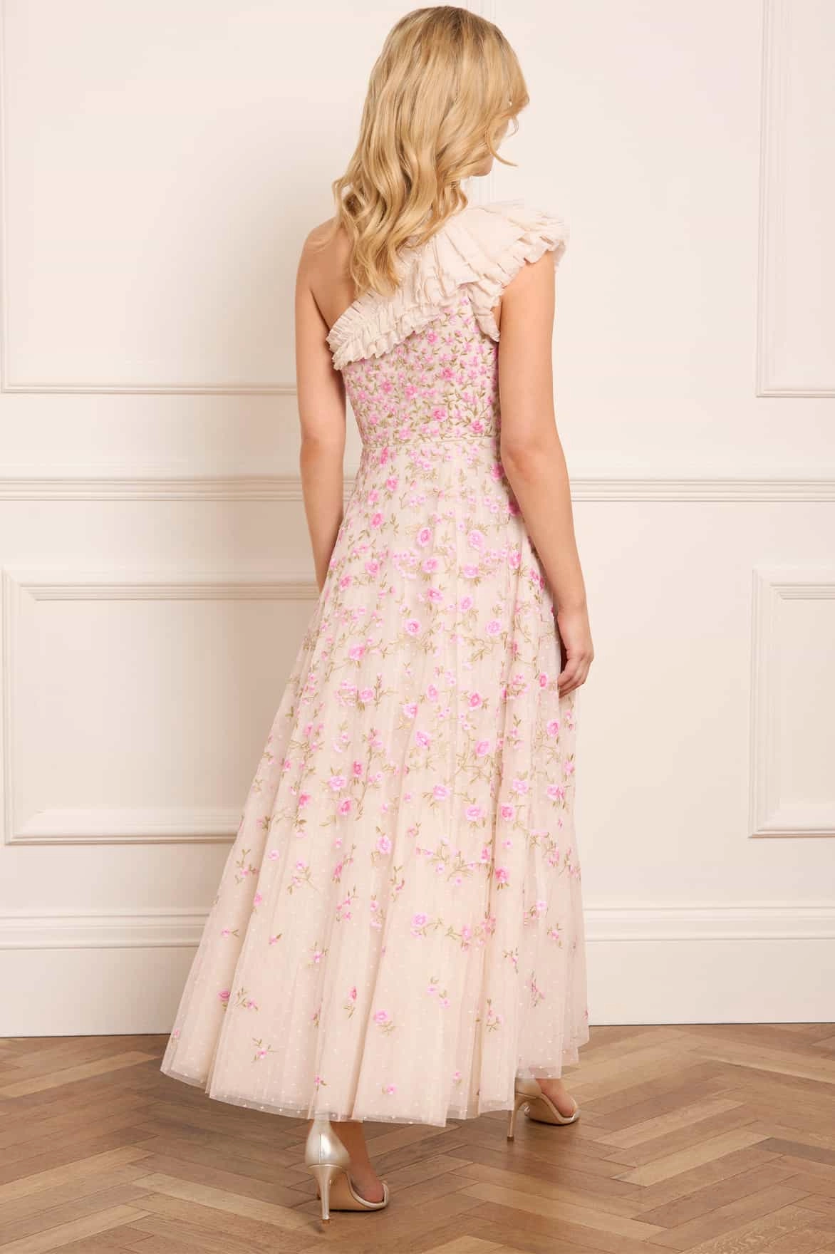 Soft Balance Lea Ditsy One-Shoulder Ankle Gown
