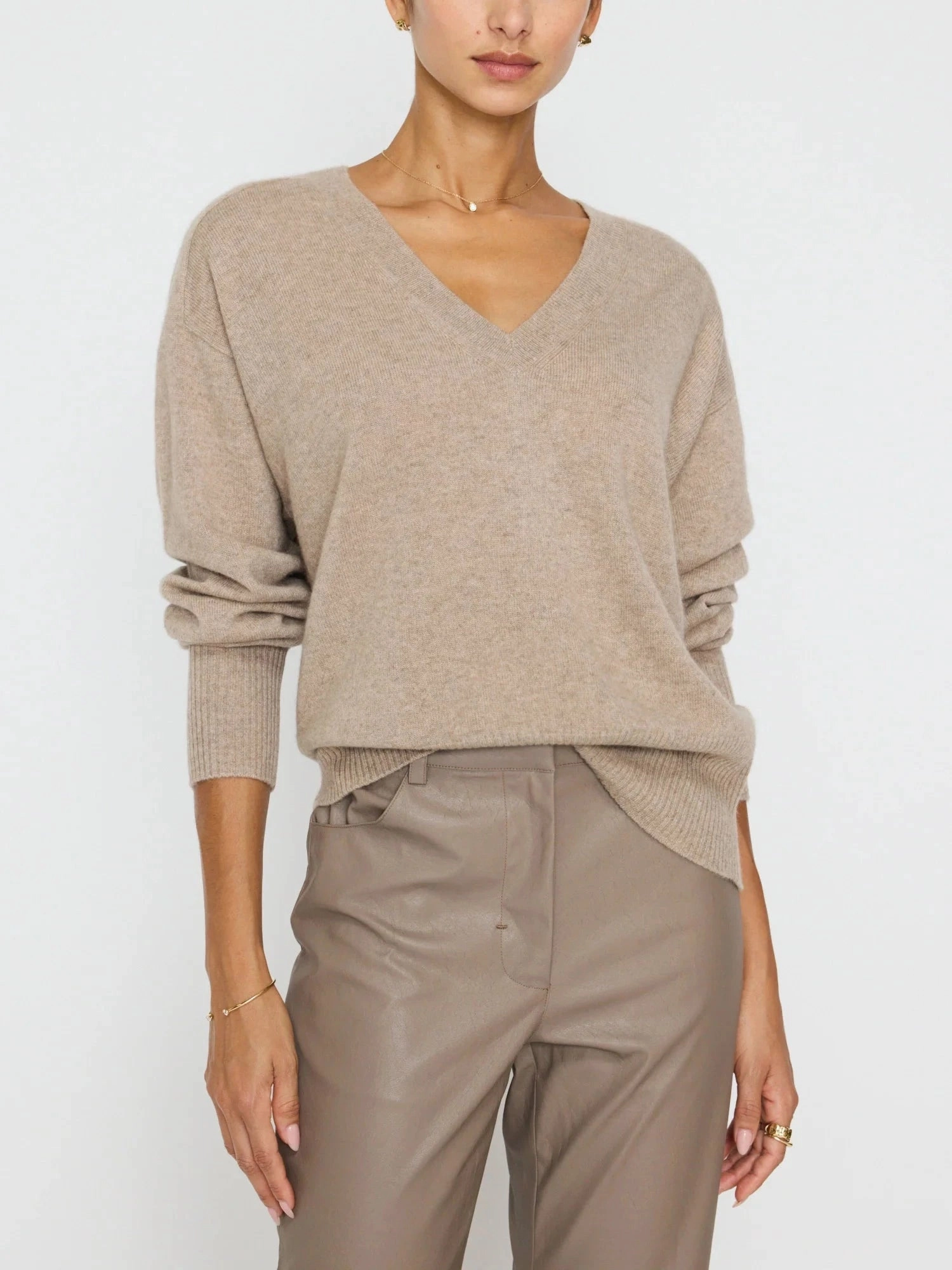 Leia Vee Sweater Earthen Melange VentilatedArmholes