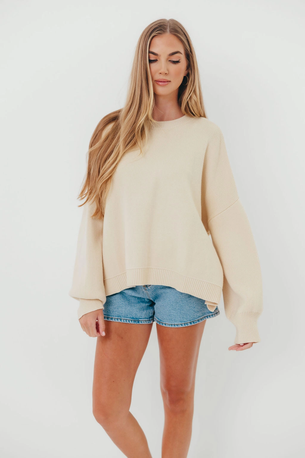 QuickDry Textile MoistureManagementSystem Leigh Drop Shoulder Sweater in Ecru