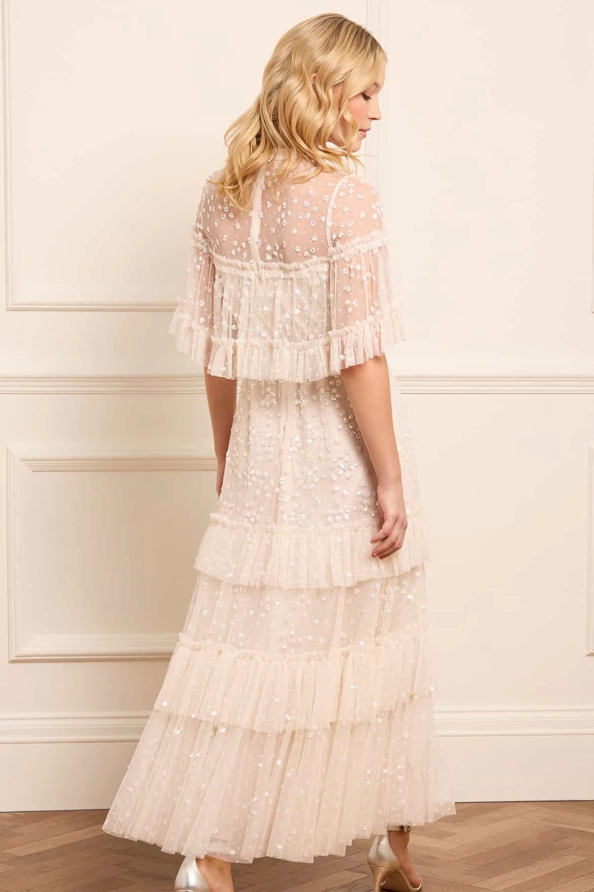 Leila Dot Tiered Cape Ankle Gown Autumn Ready Minimal Cut