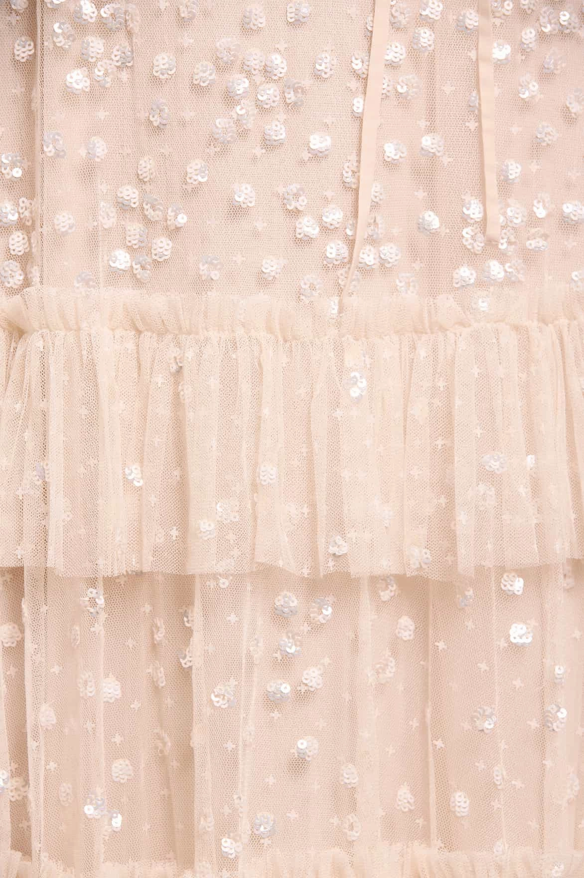 All Look Vacation Vibe Leila Dot Tiered Cape Ankle Gown