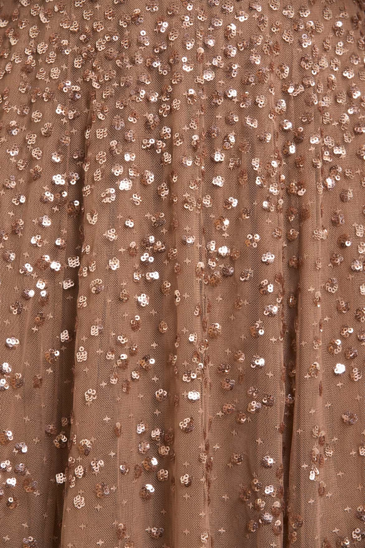 Leila Dot V-Neck Cape Ankle Gown Embroidered Fabric Warm Palette