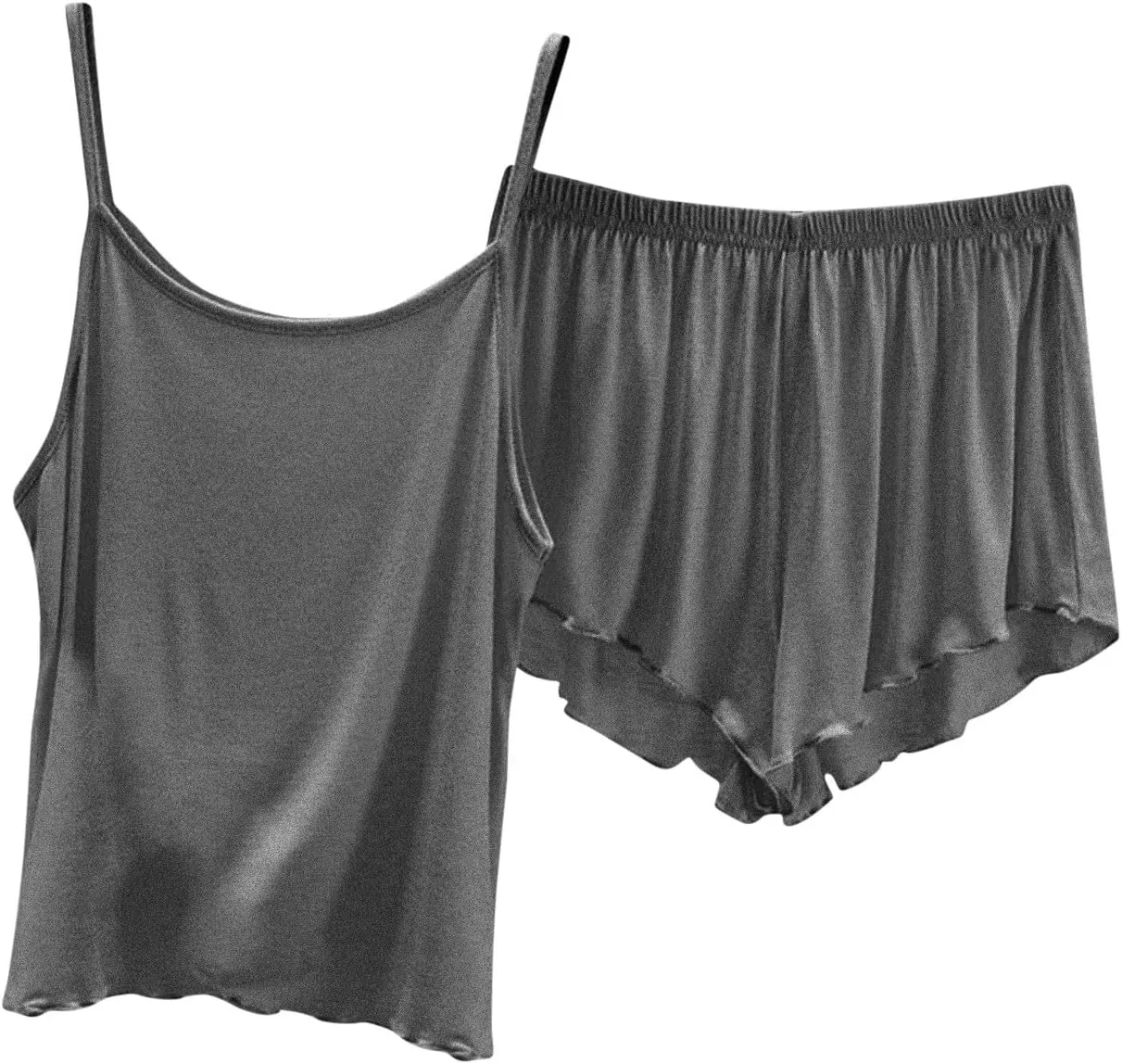 LEMONONSTORE Women's Pajama Sets Camisole Tops and Ruffle Shorts Modal Sleepwear Soft Lingerie Pjs 2 Piece Outfits Loungewear