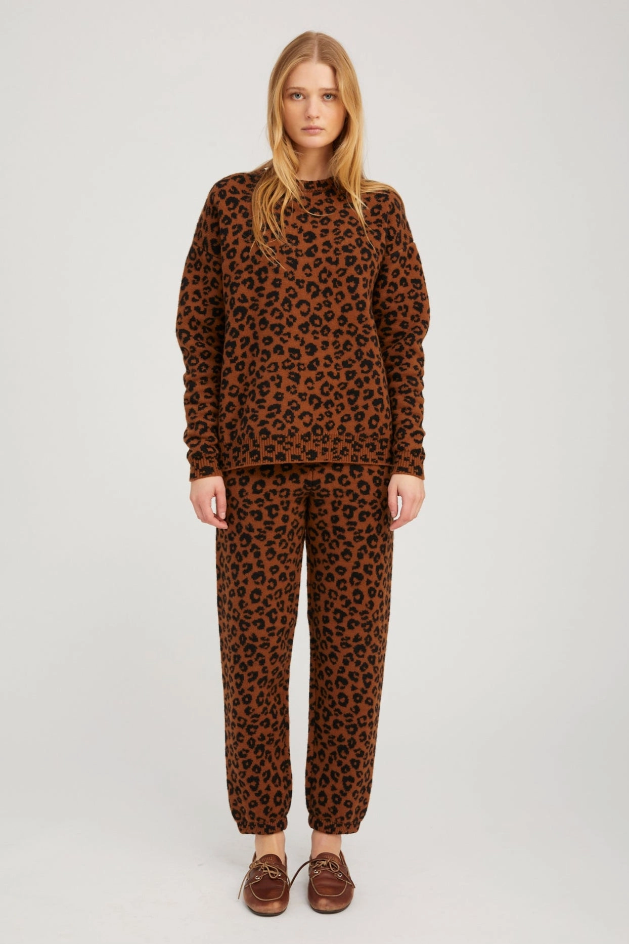Leopard Cashmere Sweatpants Easy Wear Tear Resistant Design
