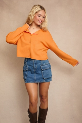 Let's Go Orange Cardigan Thermal Insulation Layer
