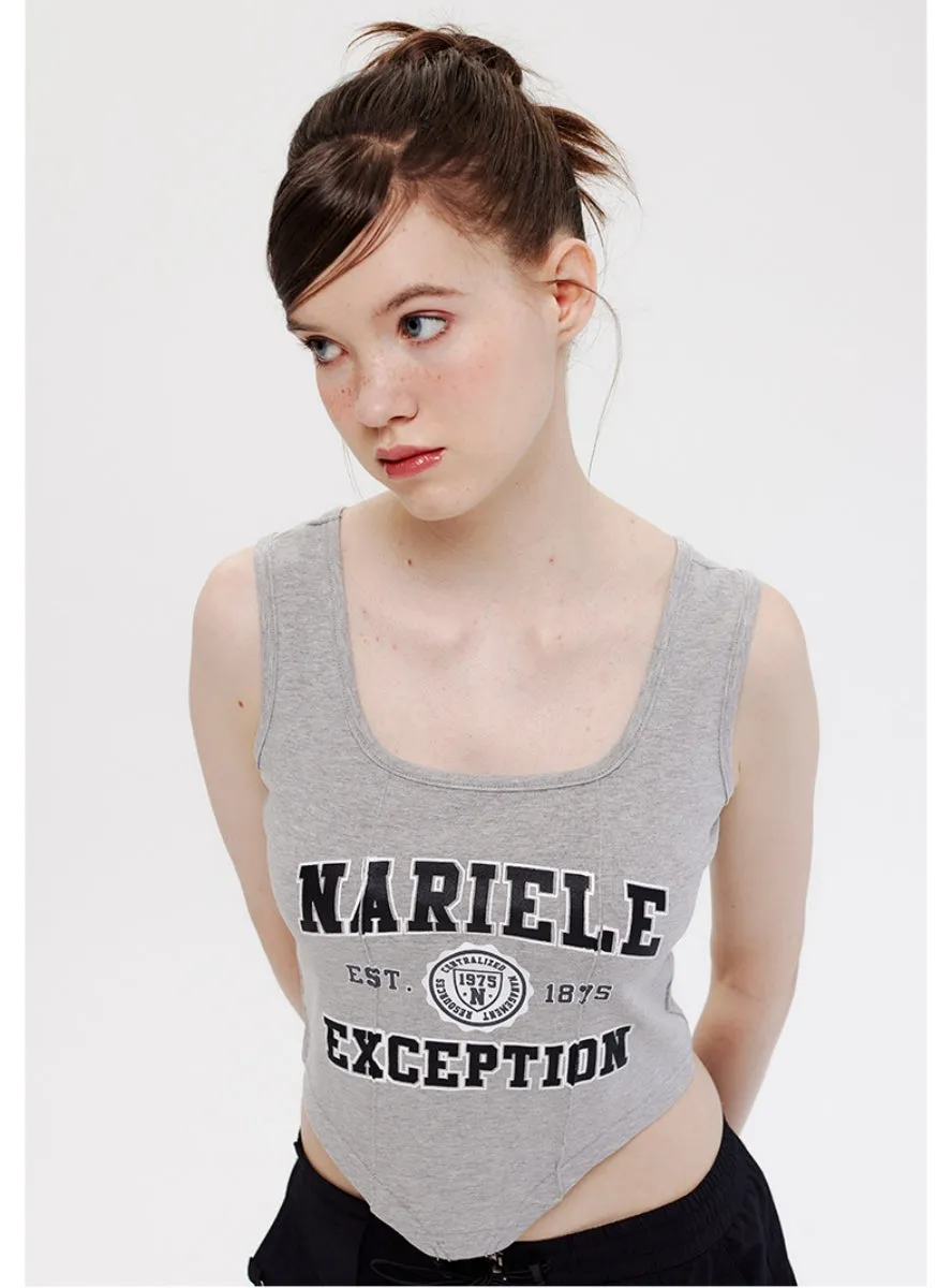 Letter Printed Sleeveless Top Vest