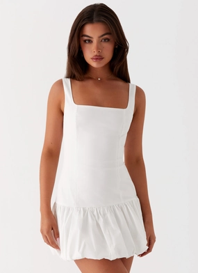 Side Pleats Lexy Mini Dress - Ivory