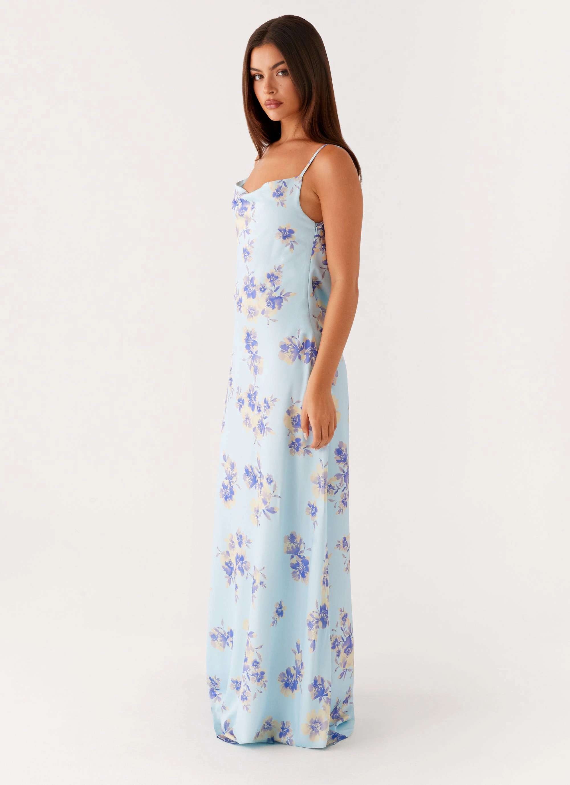 Ruched-Detail Liana Cowl Maxi Dress - Print